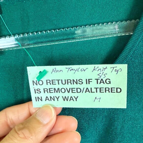 Ann Taylor Knit Blouse Jewel Tone Womens M Scoopneck Normcore Teal Babydoll S/S - Picture 6 of 9